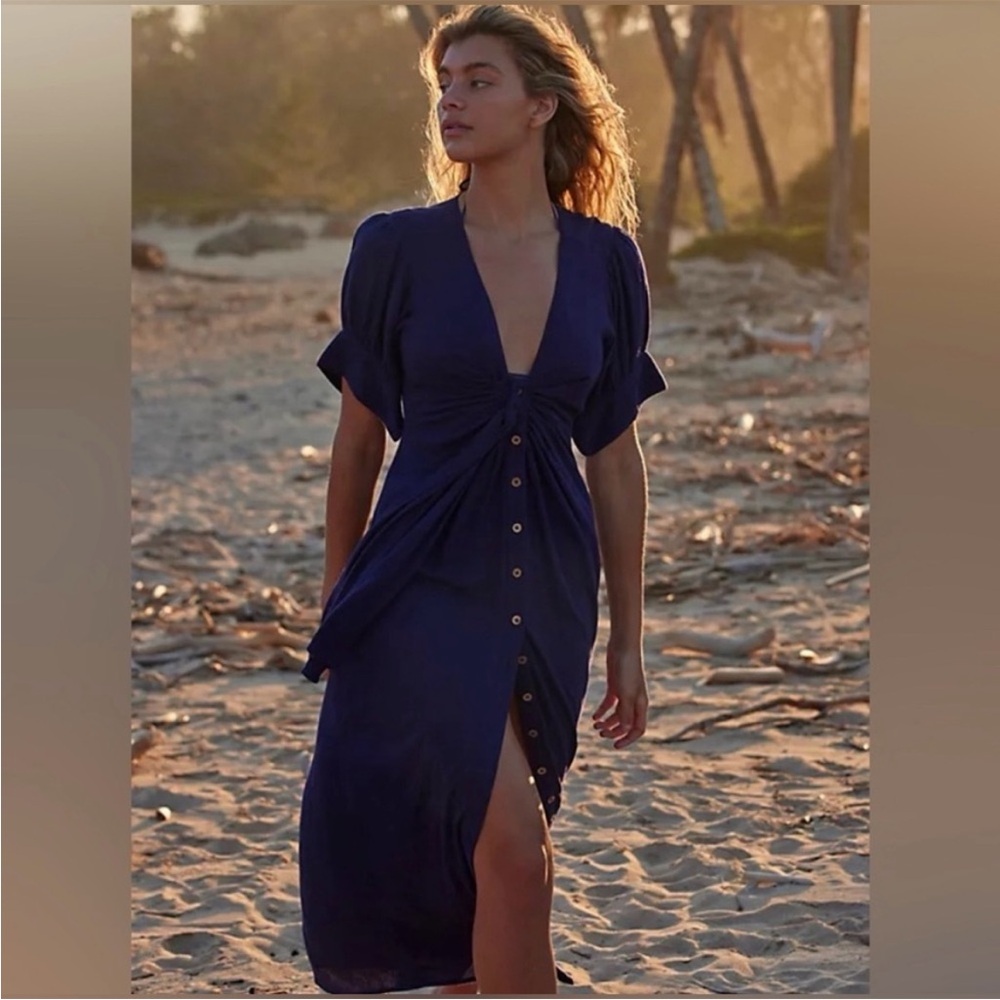EUC Free People Vintage Midi Dress in Celestial Indigo